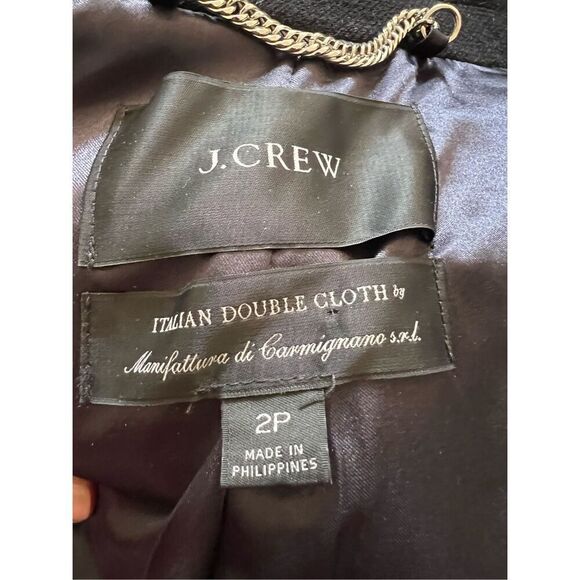 J Crew Black Lady Day Double Cloth Wool Thinsulate Coat Women’s Size 2P - Picture 6 of 7